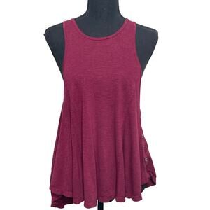 Tokyo Darling High Low Tank Top Maroon Side Hook Eye Closure Rounded Hem Goth XS